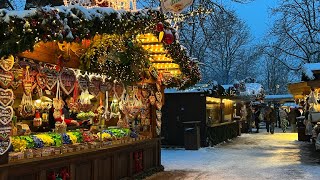 BadenBaden Christmas market on a snowy winter day 4K 60FPS [upl. by Gussie]