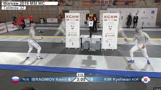 2019 163 T16 06 M S Individual Warsaw POL WC BLUE KIM KOR vs IBRAGIMOV RUS [upl. by Karlow]