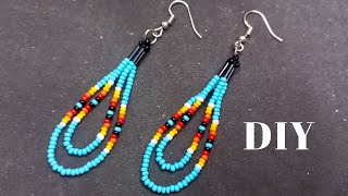 Beaded earringsLoop beaded earrings tutorial with Seed beads [upl. by Yerrok513]