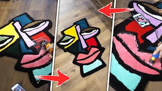 Finishing an ABSTRACT Tufted Rug 🎨 ✨ FULL TUTORIAL [upl. by Schmitt]