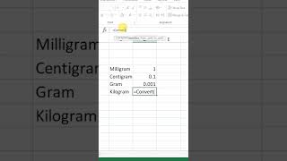 Convert Milligram into Kilogram Microsoft Excel msexcel kilogram excel shorts [upl. by Conlee]