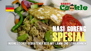 DE Rezept NASI GORENG SPESIAL  Indonesischer gebratener Reis mit Lamm und Stinkbohnen [upl. by Aibonez]