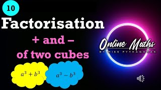 Grade 10 Factorisation L6 Sum and Difference of Cubes Mathematics [upl. by Nnyla]