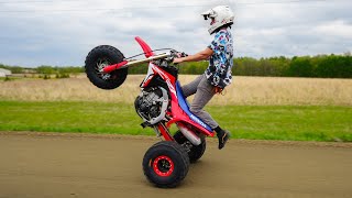 Wheelies on New CRF 450 Three Wheeler [upl. by Felder]