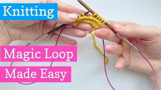 Easy Magic Loop Knitting for Beginners  Knit Small Things in the Round with a Long Circular Needle [upl. by Deeann]