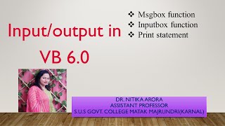 Msgbox and InputBox and Print statement in VB 60InputOutput VB 60MsgBoxInputboxPrint [upl. by Darryl690]