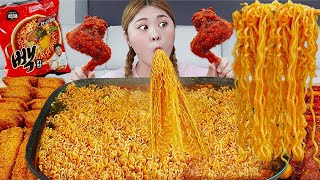 ASMR 🍜 Eat Spicy Ramyeon amp Chicken Mukbang eating show by HIU 하이유 [upl. by Llebasi712]