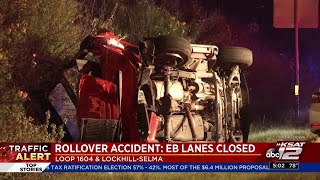 Police Truck rolls over car catches fire in vehicle crash on Loop 1604 [upl. by Baerman]