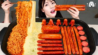 ASMR MUKBANG 직접 만든 불닭볶음면 치즈 소세지 먹방 amp 레시피 FRIED SAUSAGE EATING [upl. by Iznek358]