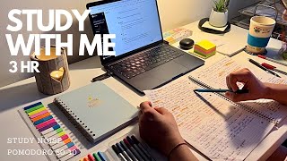 STUDY WITH ME 3 HR  Real time study  pomodoro 5010  Study noise [upl. by Auohs786]