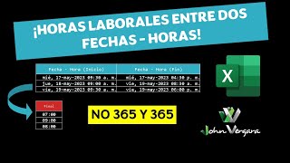 HORAS LABORALES entre dos FECHAS y HORAS en Excel [upl. by Galvin]