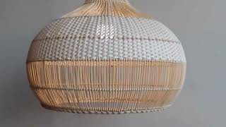 White Rattan Lamp Shade HQ Rattan Pendant Light Fixture Bamboo Chandelier Kitchen Dinning Room [upl. by Esil210]