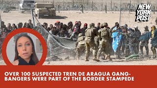 Over 100 suspected Tren de Aragua gangbangers were part of huge migrant group that rushed the border [upl. by Darill100]