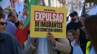 Portugal  des milliers de personnes manifestent contre quotlimmigration incontrôléequot [upl. by Ednyl]