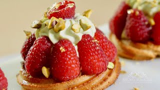 Raspberry Pistachio Macaron Tart – Bruno Albouze [upl. by Elleyoj]