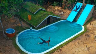 Full video 120 Days Building Underground Temple House with water Slide To Swimming Pool [upl. by Rramel201]