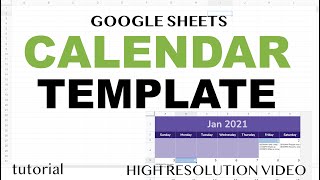 Google Sheets  Calendar Template [upl. by Refinnaej]