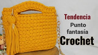 BOLSO TRAPILLO quotpunto FANTASIAquot principiantes facil sencillo TEJIDO CROCHET [upl. by Dukie]