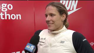 Catherine Debrunner on womens wheelchair VICTORY at Chicago Marathon FULL POSTRACE INTERVIEW [upl. by Wulfe]