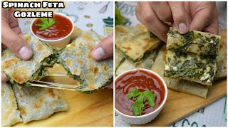 Turkish Gozleme Spinach amp Feta  Turkish Street Food At Home  Turkish Recipes  By Food Mania [upl. by Winnick]