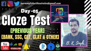 Cloze Test  SSC  Previous Year  Set  05  Competitive English  B K Singh [upl. by Syst]