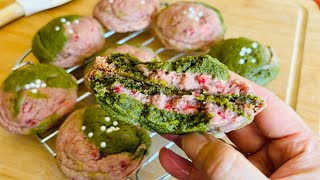 YinYang Cookies  Sweet and Sour  Soft and Crisp  Strawberry Matcha green tea Cookies 🍓🩷🍵💚 [upl. by Aicella]