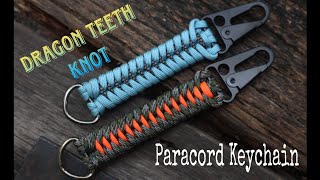 HOW TO MAKE DRAGON TEETH KNOT PARACORD KEYCHAIN WITH CARABINER  SNAPHOOK  EASY PARACORD TUTORIAL [upl. by Donnenfeld]