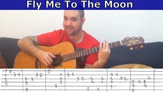 Fingerstyle Tutorial Fly Me to the Moon  Guitar Lesson w TAB [upl. by Emery886]