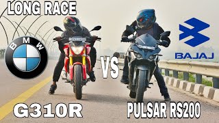 PULSAR RS200 VS BMW G310R  LONG RACE  Can RS200 Keep Up With BMW G310R [upl. by Aihsena298]