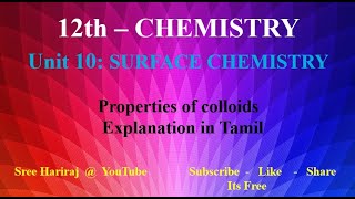 Properties of colloids in Tamil  Unit 10  12th Chemistry [upl. by Aiynat586]