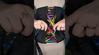 Black overbust corset with rainbow fan lacing [upl. by Idnas]