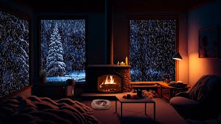 🔴 Winter wonderland with Crackling Fireplace in a Cozy Hut Ambience  Relax Sleep or Study [upl. by Trici9]