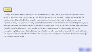 in the solubility of a protein is 15 glitre at ammonium sulphate concentration of 2 2 M and 0 25 gli [upl. by Ailerua]