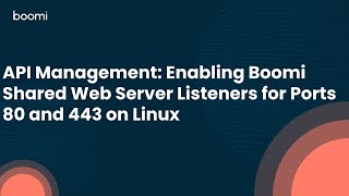 API Management Enabling Boomi Shared Web Server Listeners for Ports 80 and 443 on Linux [upl. by Fernando]