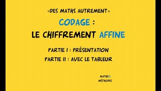 Codage  le chiffrement affine présentation et utilisation du tableur [upl. by Hoi]