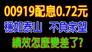 【ETF筆記 009】 00919配息072元  不負眾望  穩如泰山  績效怎麼變差了 達哥Say [upl. by Lerual]