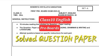 PREBOARDS QUESTION PAPER ENGLISH CLASS10 FULLY SOLVED [upl. by Akinhoj]