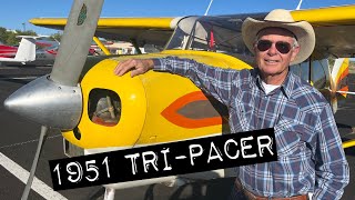 Cool 1951 Yellow Piper TriPacer Airplane [upl. by Annayak]