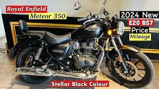 2024🔥Royal Enfield Meteor 350 Stellar Black Details Review  Price Mileage New Features Meteor 350 [upl. by Kurman]