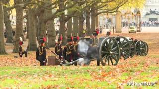 Colpi di cannone a salve per il 76esimo compleanno di Re Carlo III [upl. by Elbam827]