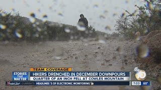 Rain catches some hikers at Cowles Mountain by surprise [upl. by Akiehs]