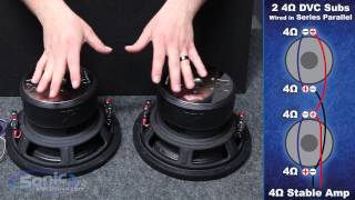 How to Wire Two Dual 4 ohm Subwoofers to a 4 ohm Final Impedance  Car Audio 101 [upl. by Anirtap]