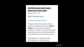 PHILIPPINES AIRASIA CANCELS MANILA – NAGOYA LATEOCT 2024 LAUNCH [upl. by Laram]