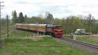 Тепловоз М621198 на перегоне ЗвареТукумс  M621198 between Tukums and Zvare station [upl. by Yrbua]