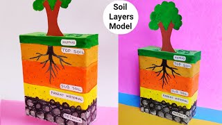 Soil layer model easy idea  Soil profile model school project  Layers of soil project making idea [upl. by Fellows]