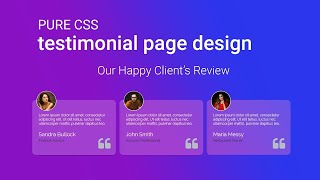 Testimonials HTML CSS  CSS testimonial  How to design testimonials page in html css [upl. by Marlette]