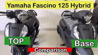 Yamaha Fascino 125 Hybrid Engine Scooter 2023  Base amp Top Model Comparison Mileage king 80 KMPL 🤑 [upl. by Grishilde]