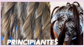 MECHAS BALAYAGEBABYLIGHTS en casa con gorro✨ Cabello oscuro y largo  Pasó a paso [upl. by Adnomal533]