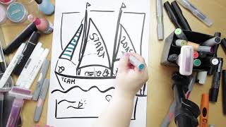 Flipchart gestalten  Agenda Pause Segelboot [upl. by Joappa]