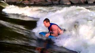 Still wave SURFING on boogie board  Scudders Falls Delaware River [upl. by Joerg]